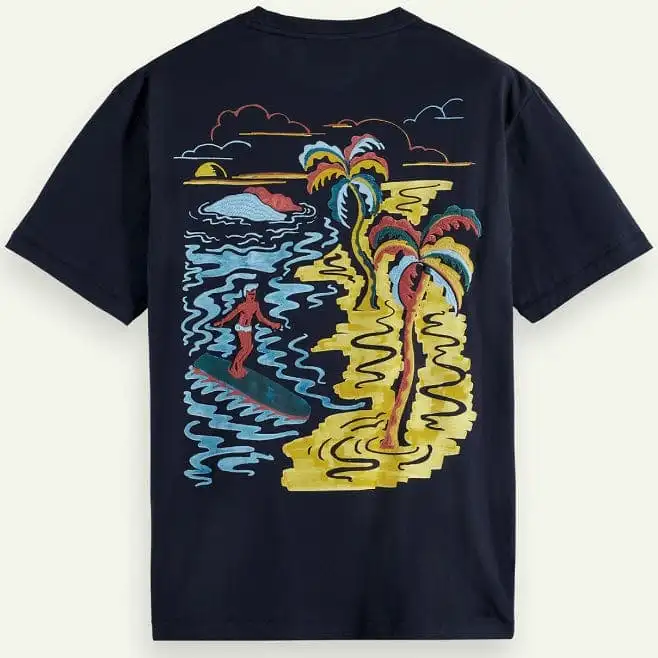 Scotch & Soda Embroidered Artwork Tee (Navy) 172306