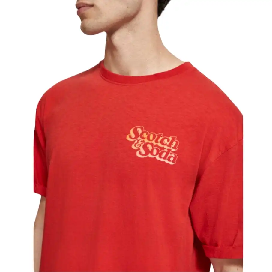 Scotch & Soda Front Back Artwork Tee (Boat Red) 175646