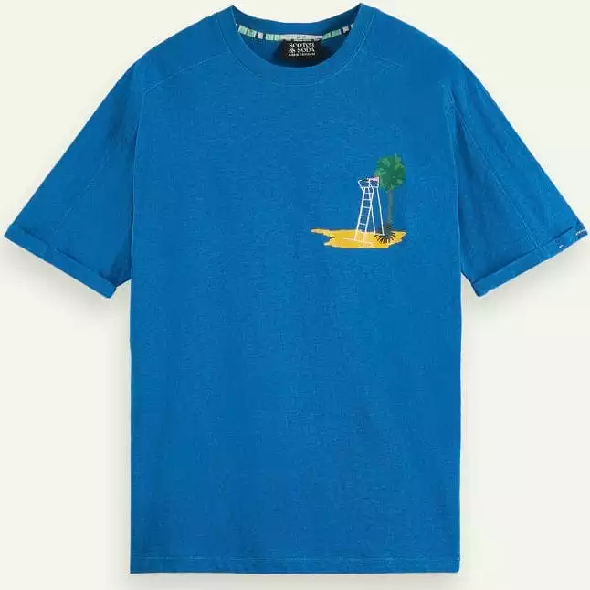 Scotch & Soda Sporty Relaxed Fit Artwork Tee (Riviera Blue) 171701