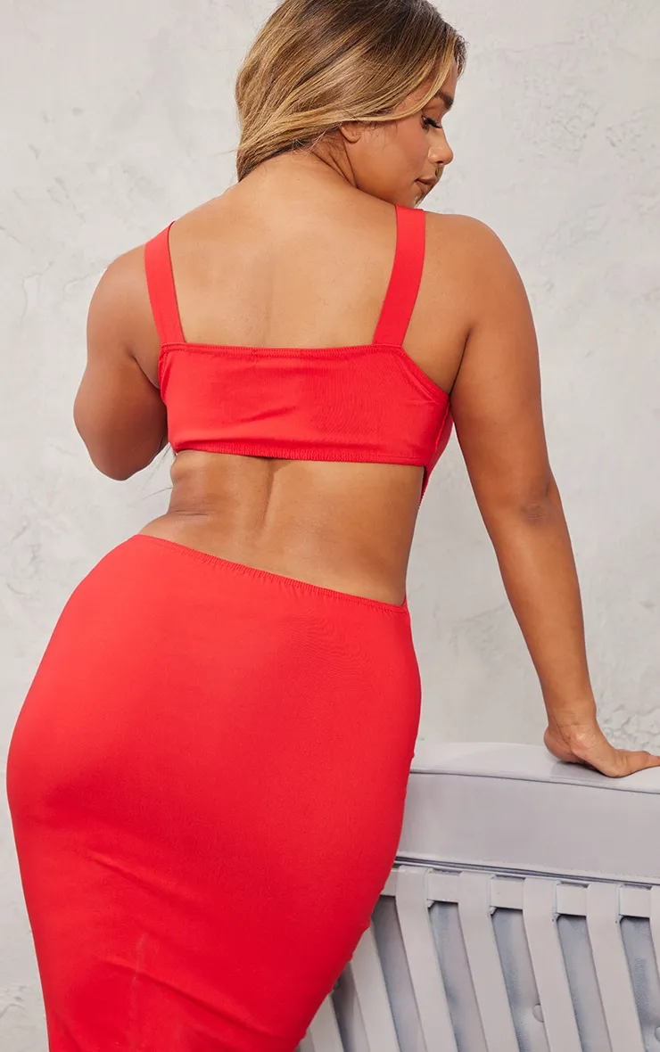 Shape Red Cut Out Back Bodycon Midi Dress