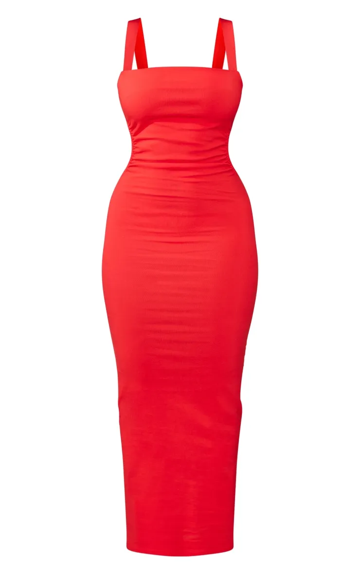 Shape Red Cut Out Back Bodycon Midi Dress