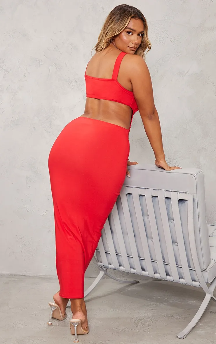 Shape Red Cut Out Back Bodycon Midi Dress