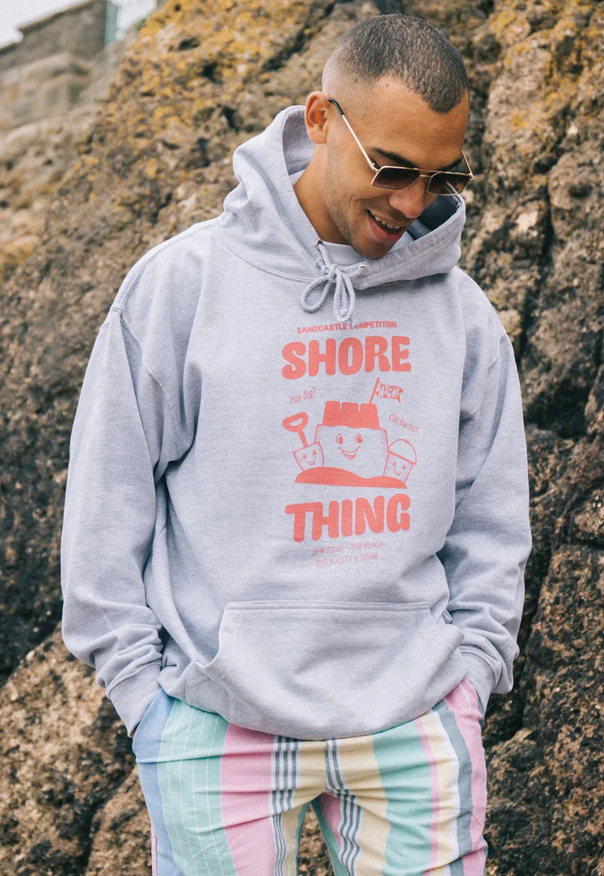 Shore Thing Men's Slogan Hoodie With Sandcastle Graphic