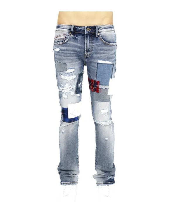 Skinny Stretch Patchwork Denim (Sand) /C4