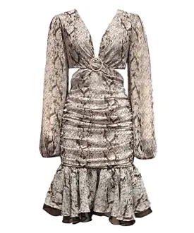 Snake Print Cutout Fishtail Dress