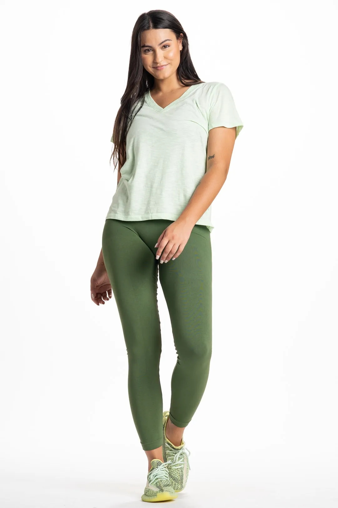 Snapback Postpartum Leggings - Olive