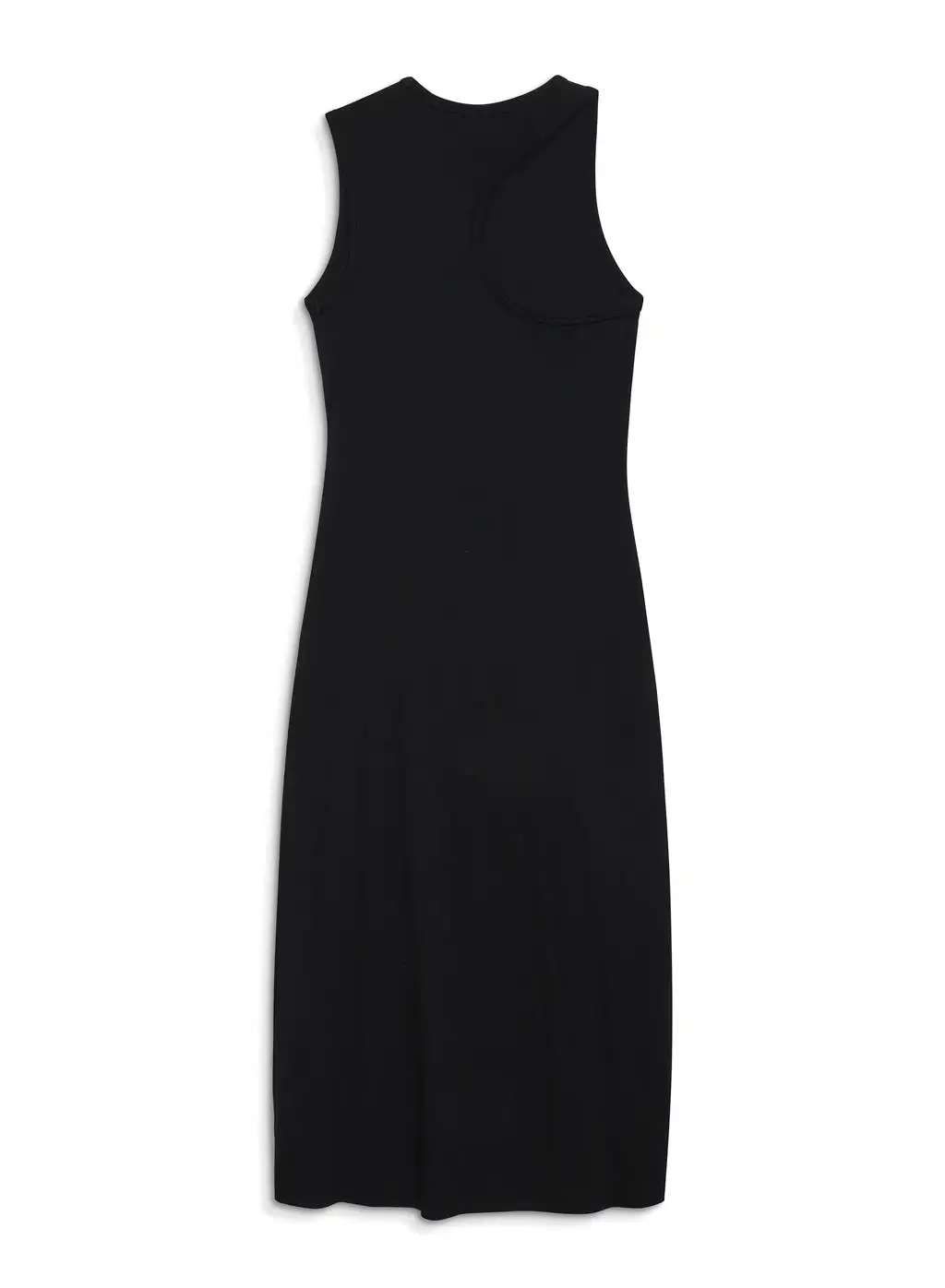 Stateside 2x1 Rib Asymmetric Back Midi Dress in Black