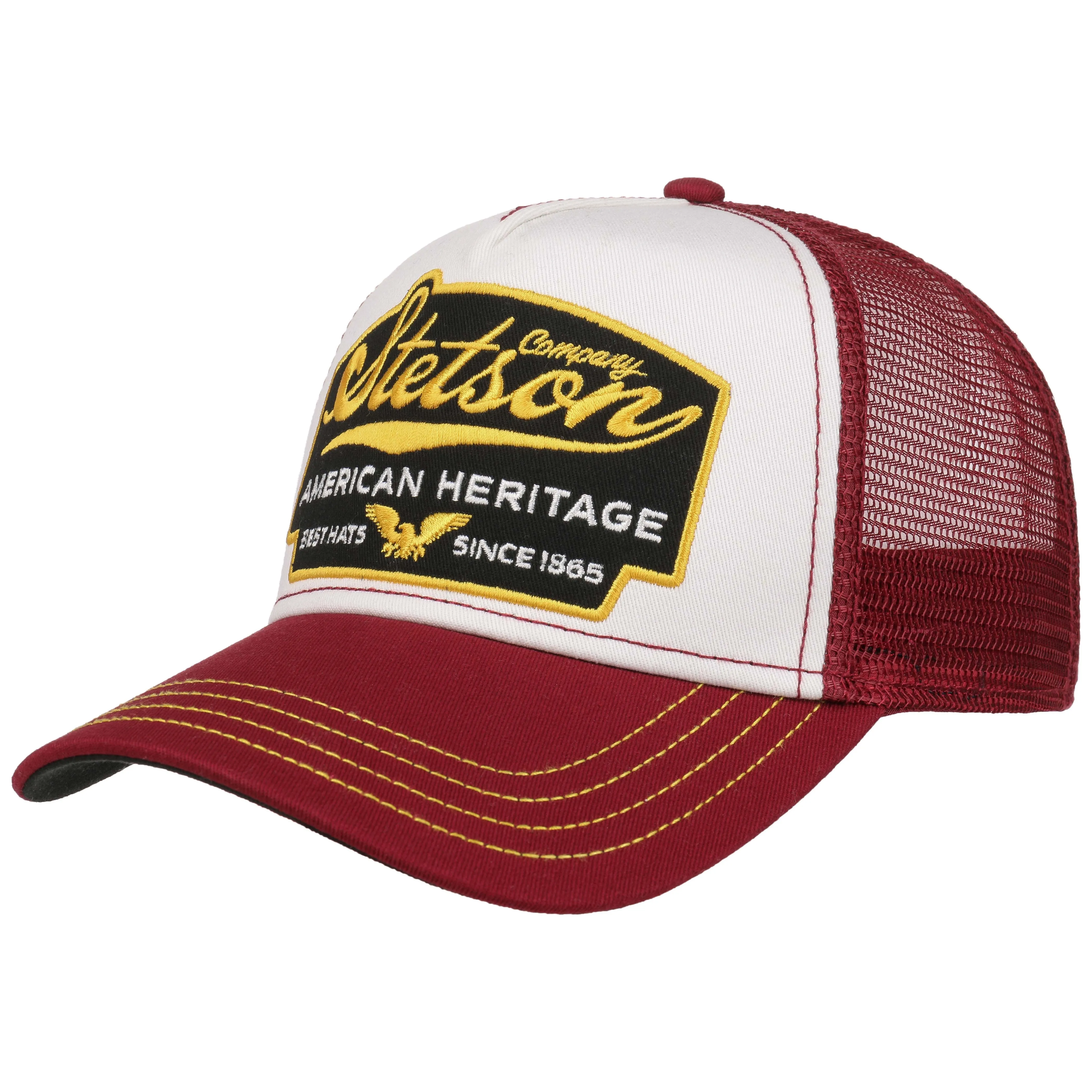 Stetson Men's Trucker Cap American Heritage Wine Red/White | Buy Stetson Men's Trucker Cap American Heritage Wine Red/