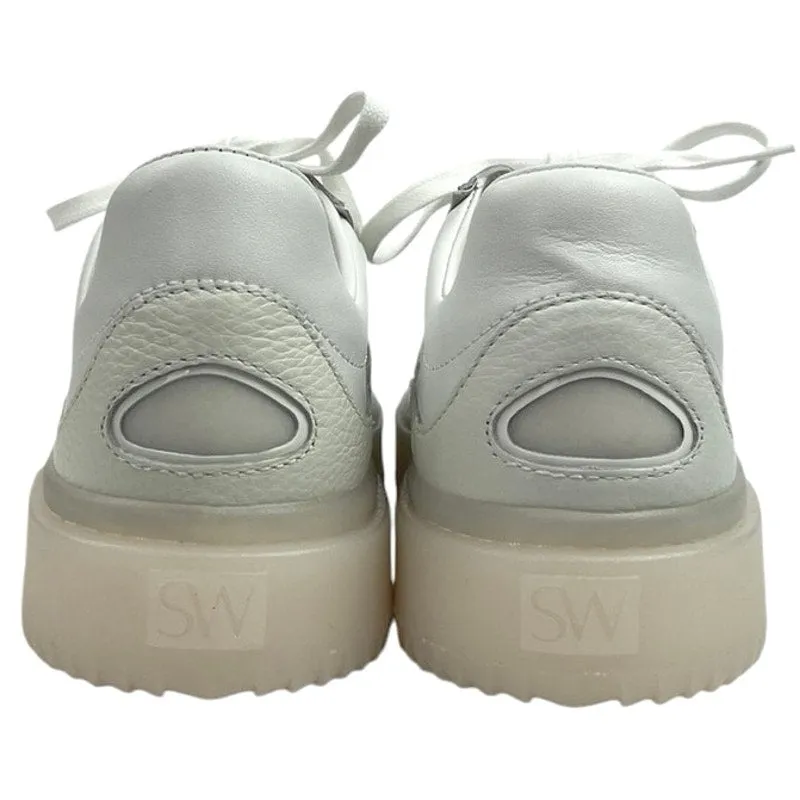 Stuart Weitzman Ryan NEW White PVC-Paneled Leather Lace-Up Sneakers Shoes 6.5B