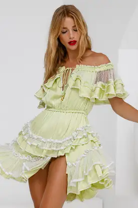 Tambourine Mini Dress - Lime Cream