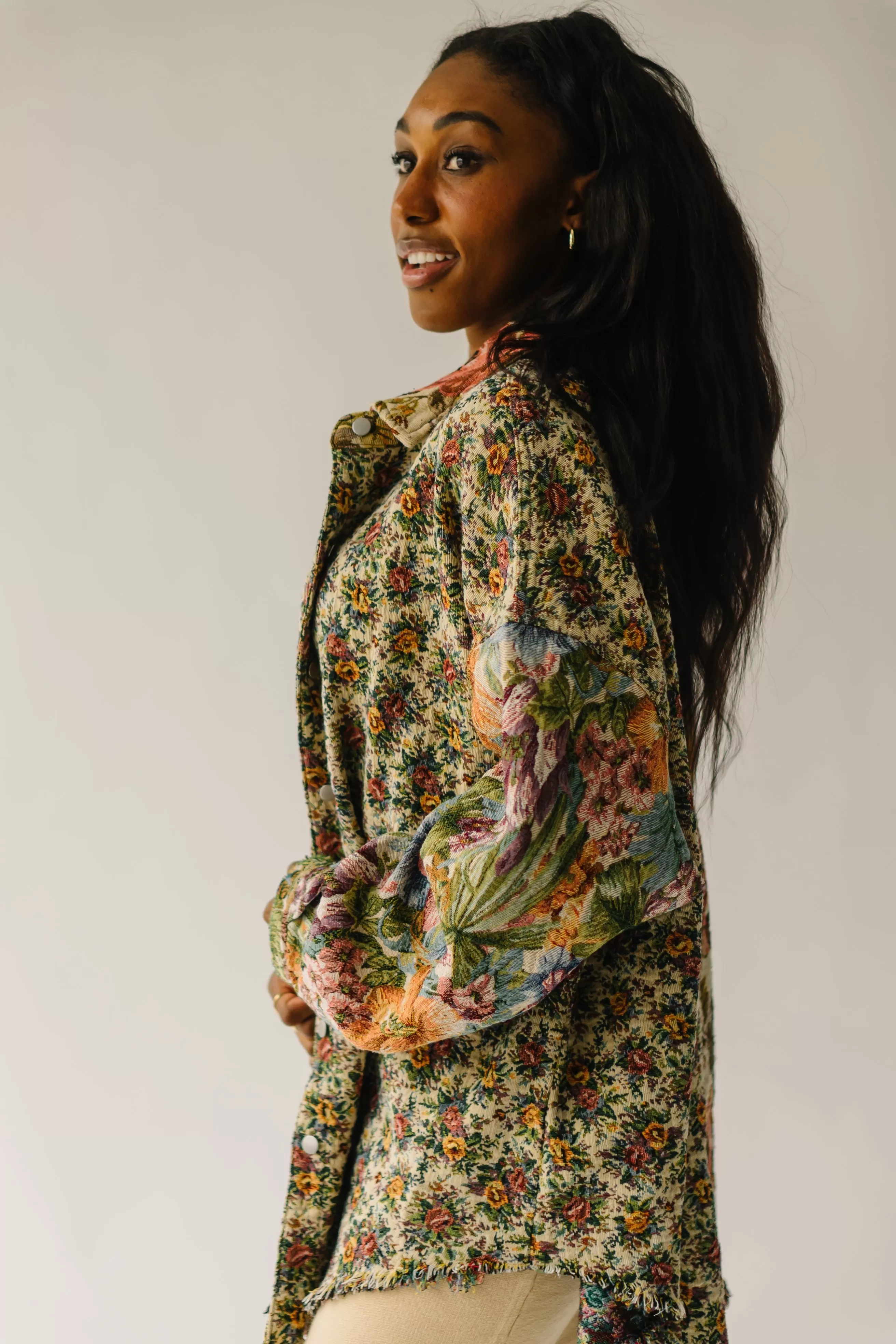 The Cornelia Floral Shacket in Orange Multi