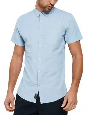 Threadbare Simon Short Sleeve Print Pattern Shirt Light Blue