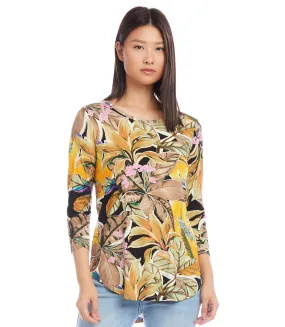 Three Quarter Sleeve Shirttail Top