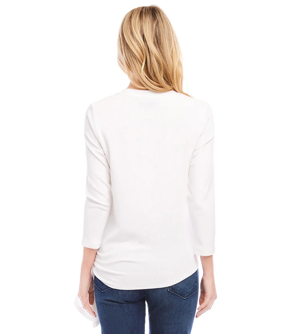 Three Quarter Sleeve Side Tie Top