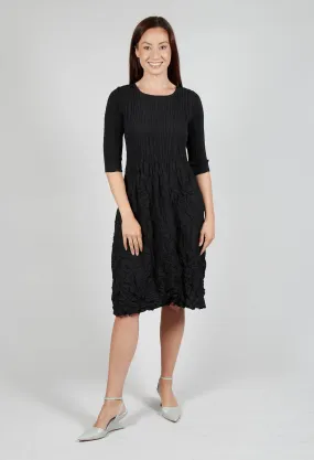 Three Quarter Sleeve Smash Dress in Black