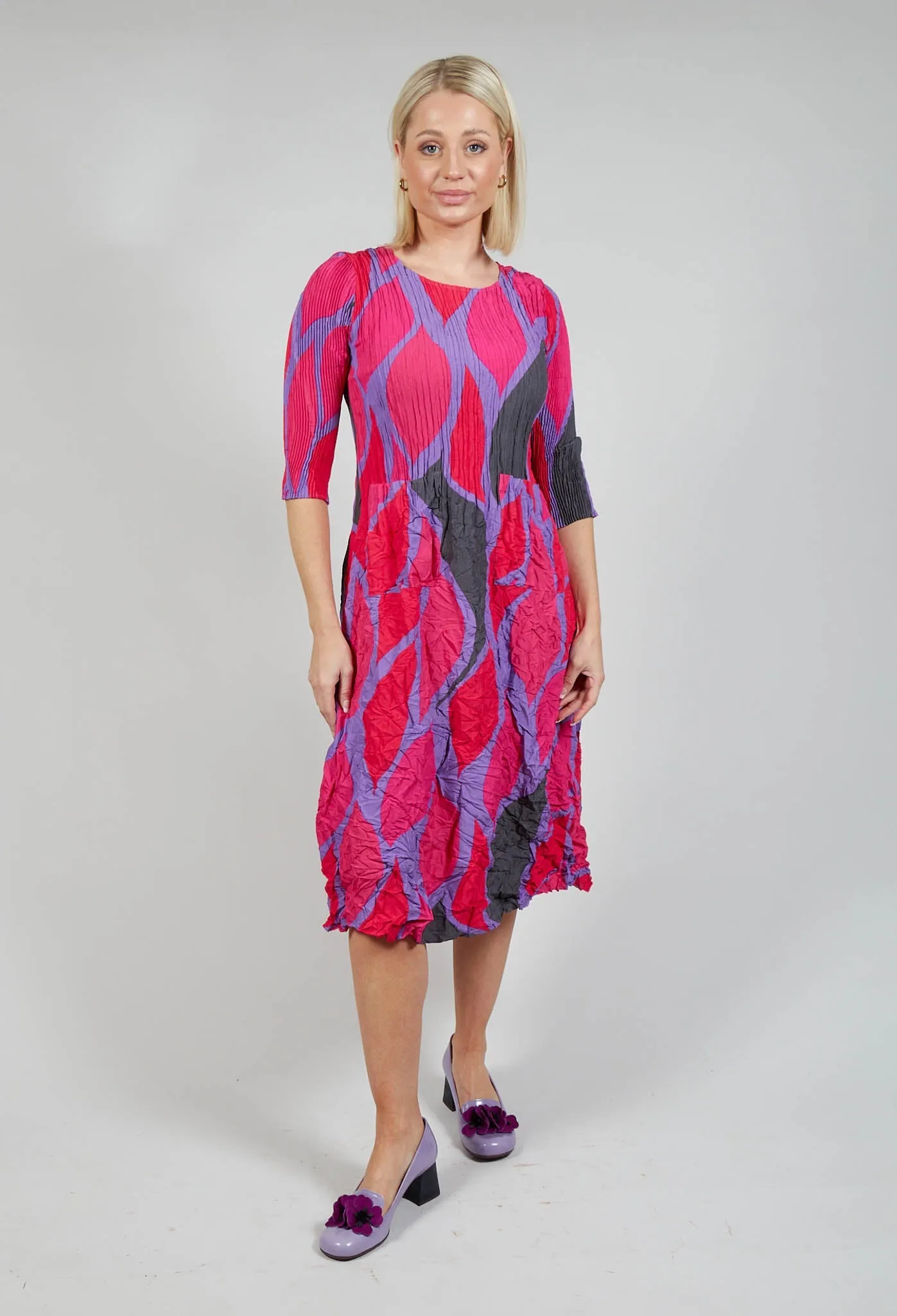 Three Quarter Sleeve Smash Dress in Caper