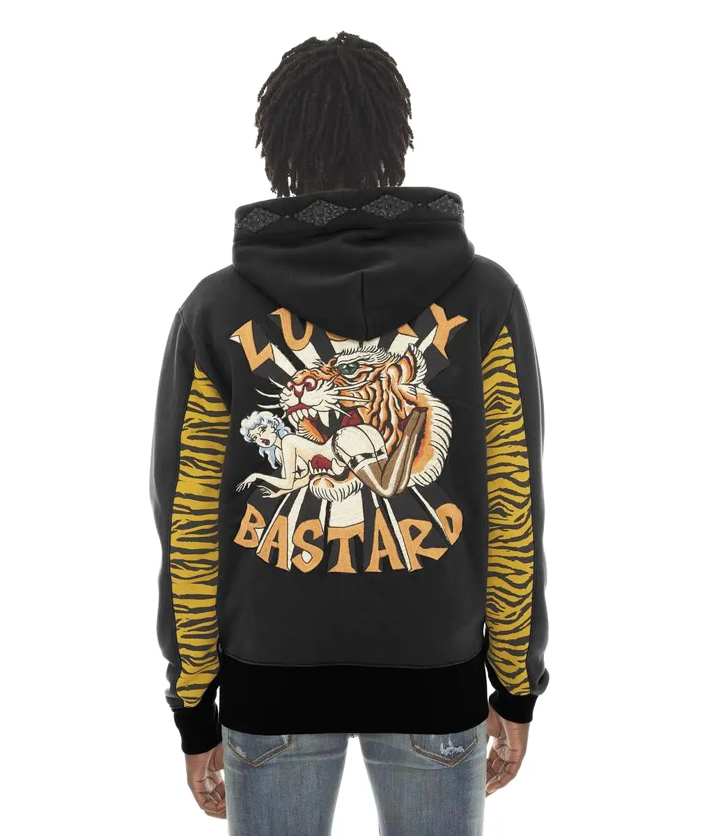 Tiger Patchwork Hoodie (Black) /C1