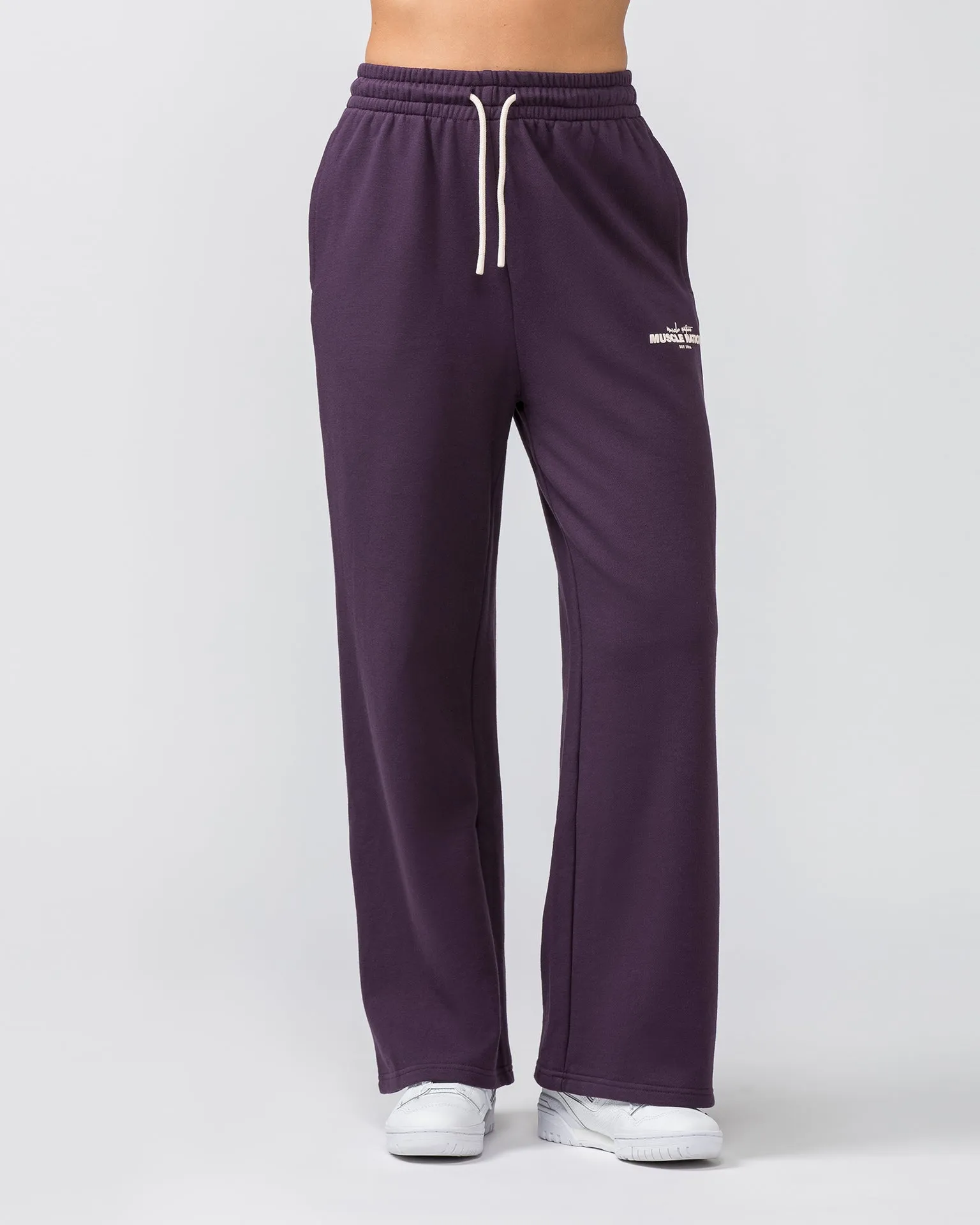 Timeless Wide Leg Trackies - Midnight Plum