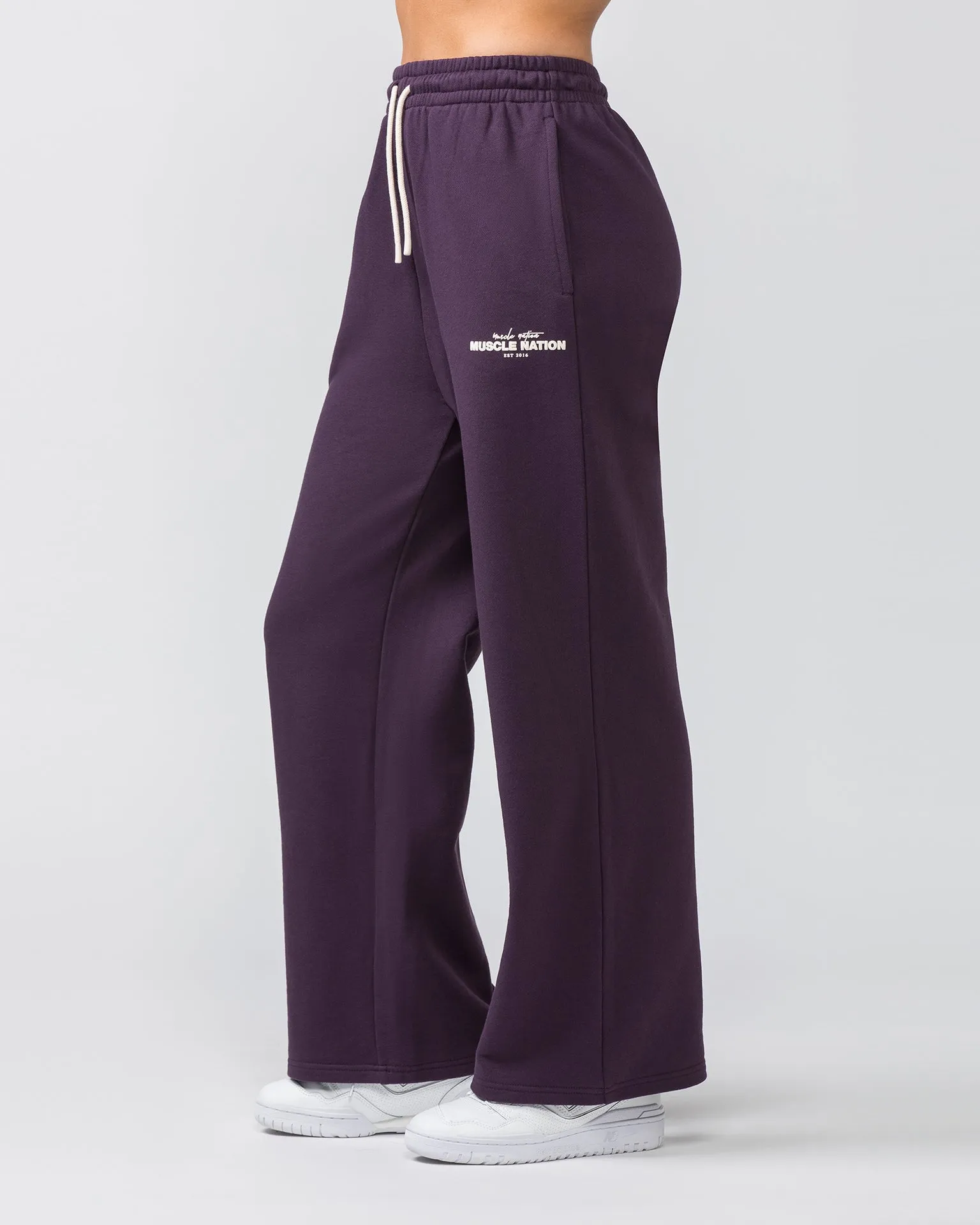 Timeless Wide Leg Trackies - Midnight Plum