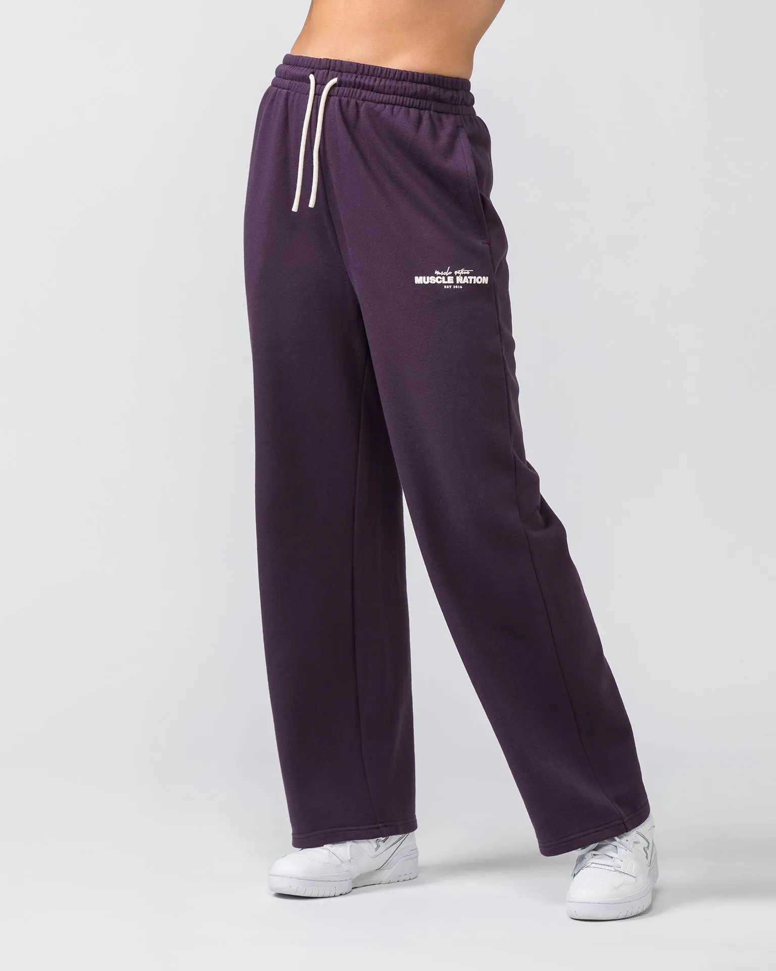 Timeless Wide Leg Trackies - Midnight Plum