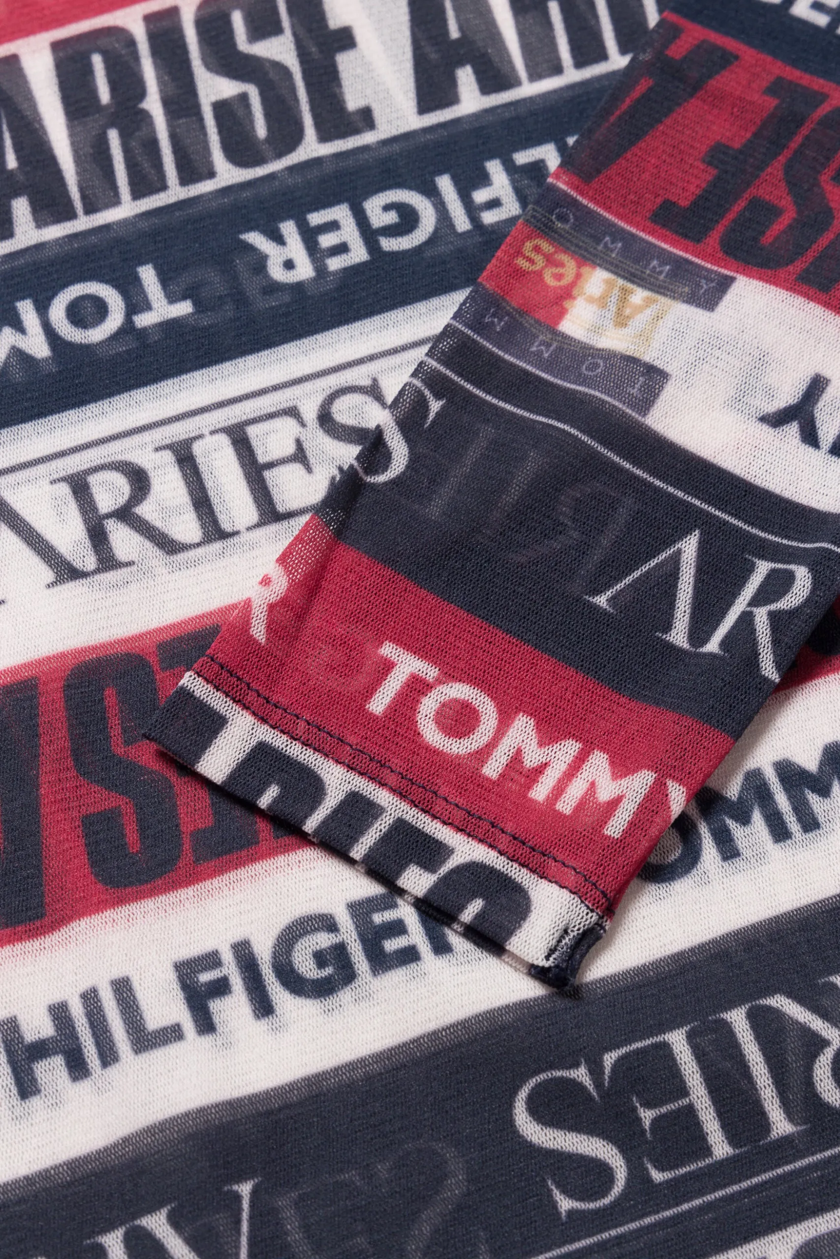 Tommy x Aries Logo Sheer Long Sleeve Top