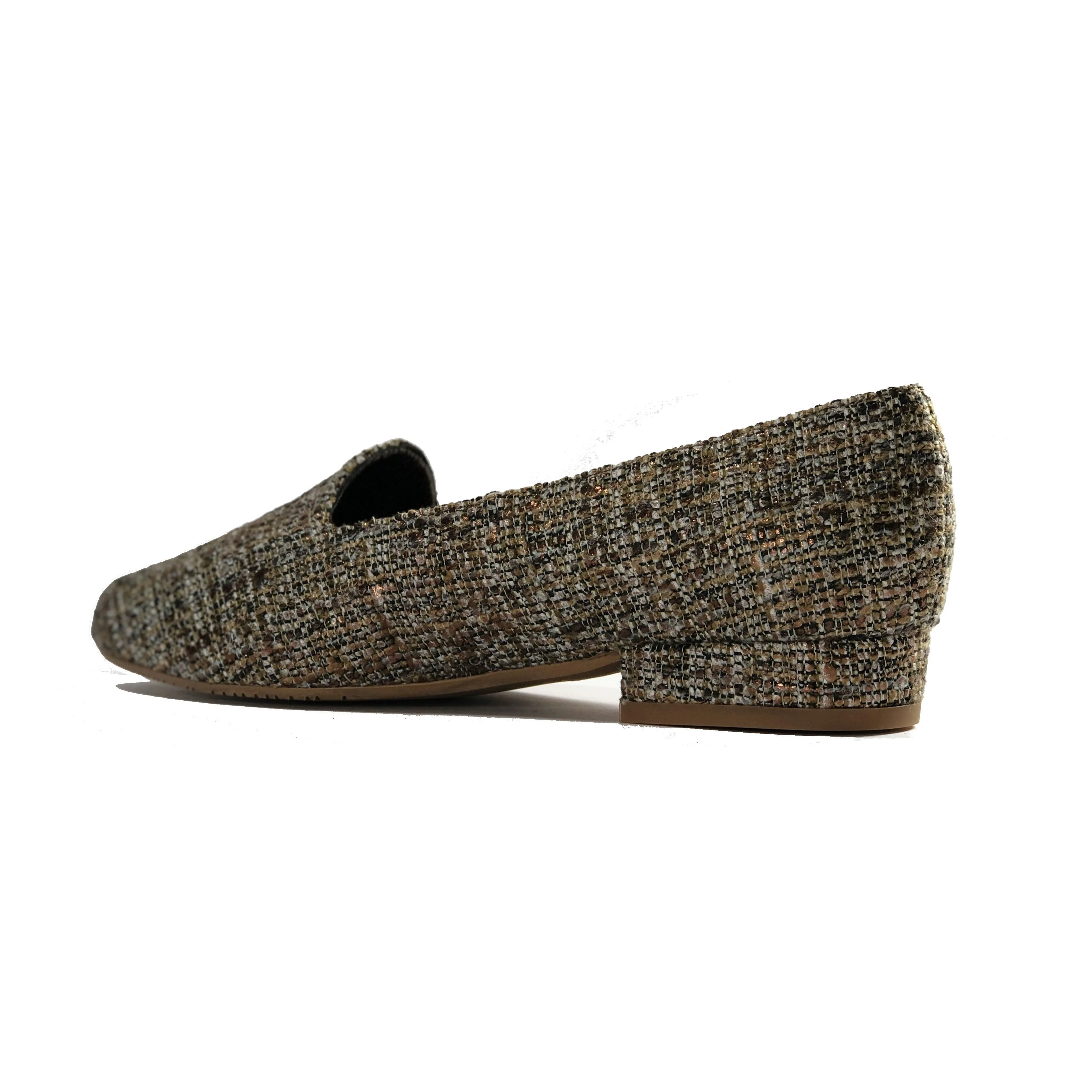 'Tracey' vegan-textile loafers by Zette Shoes - bronze multicolour