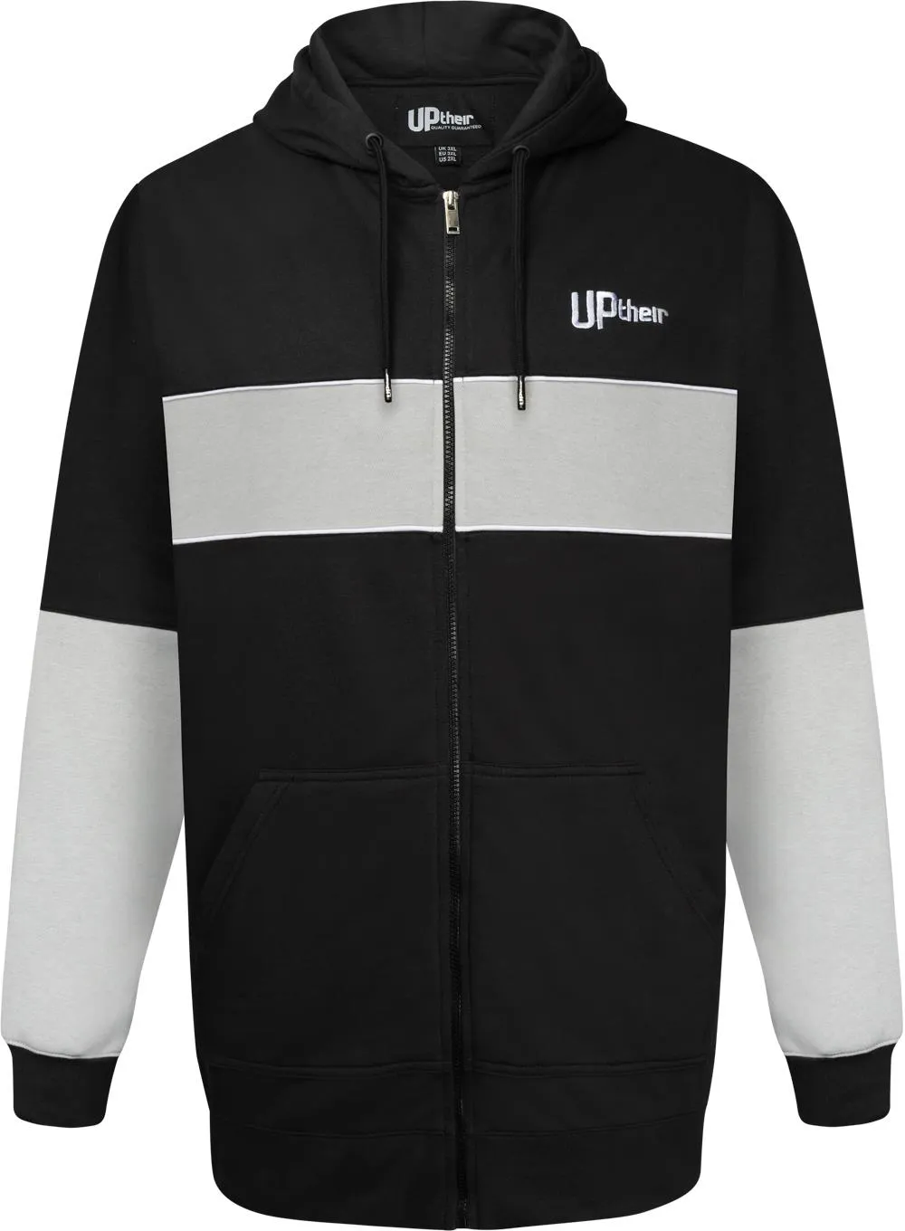 Uptheir Canter Chest Stripe Zip Hoody - Black Grey