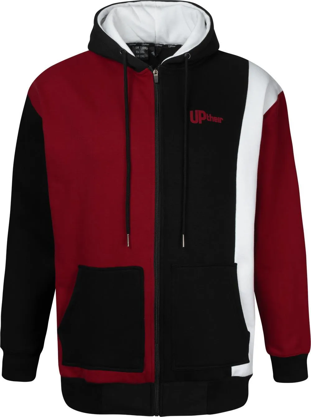 Uptheir Earth Cut & Sew Zip Hoody - Black Burgundy