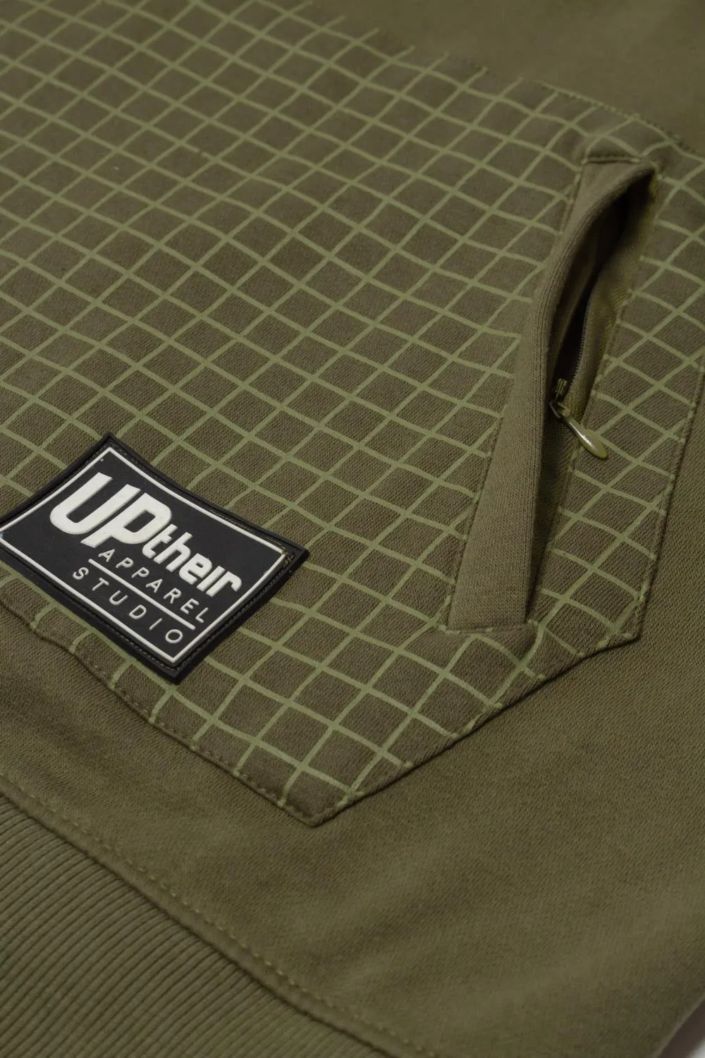 Uptheir Flock Ripstop Kangaroo Pocket Hoody - Khaki