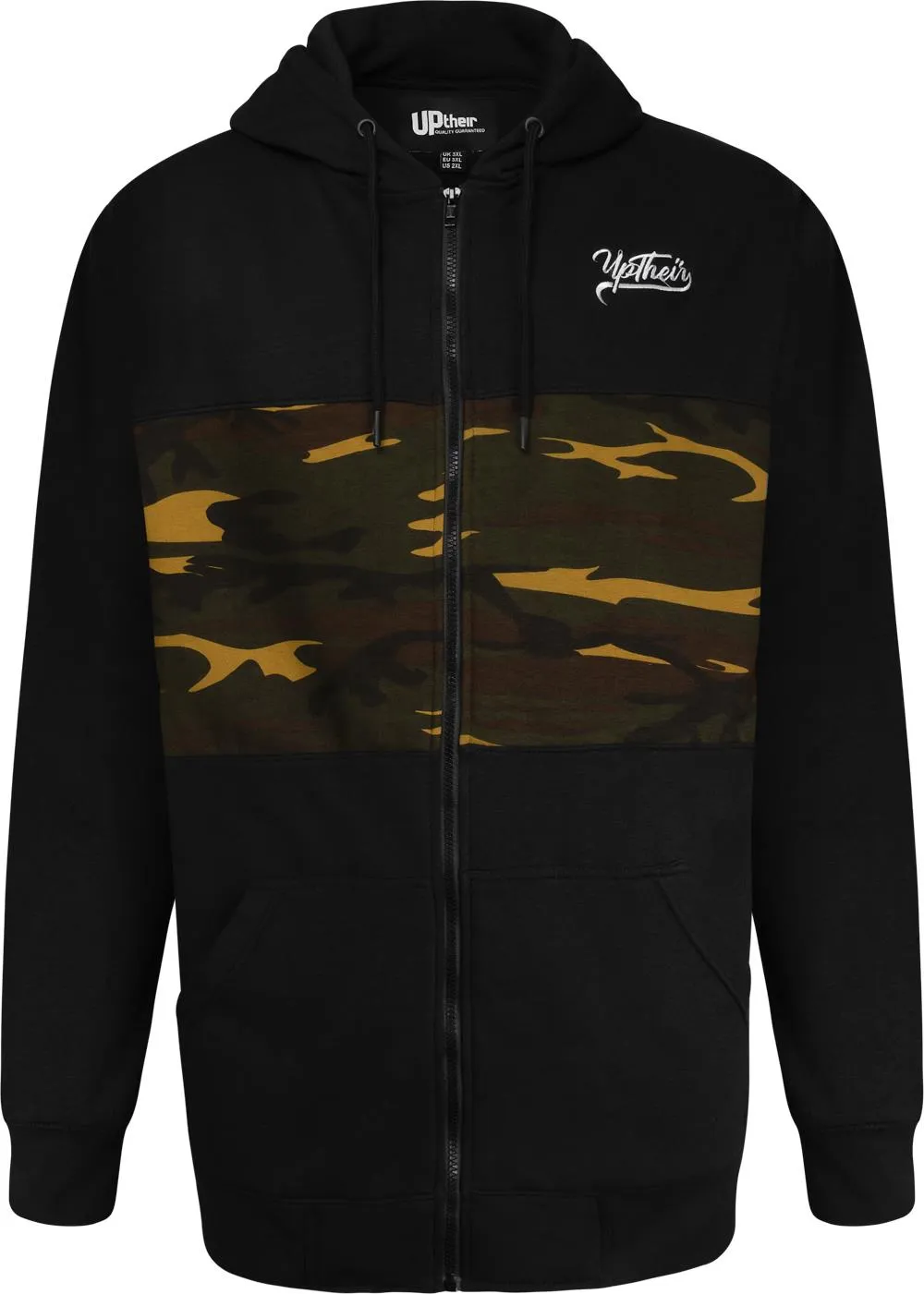 Uptheir Helston Camouflage Panel Hoody - Black