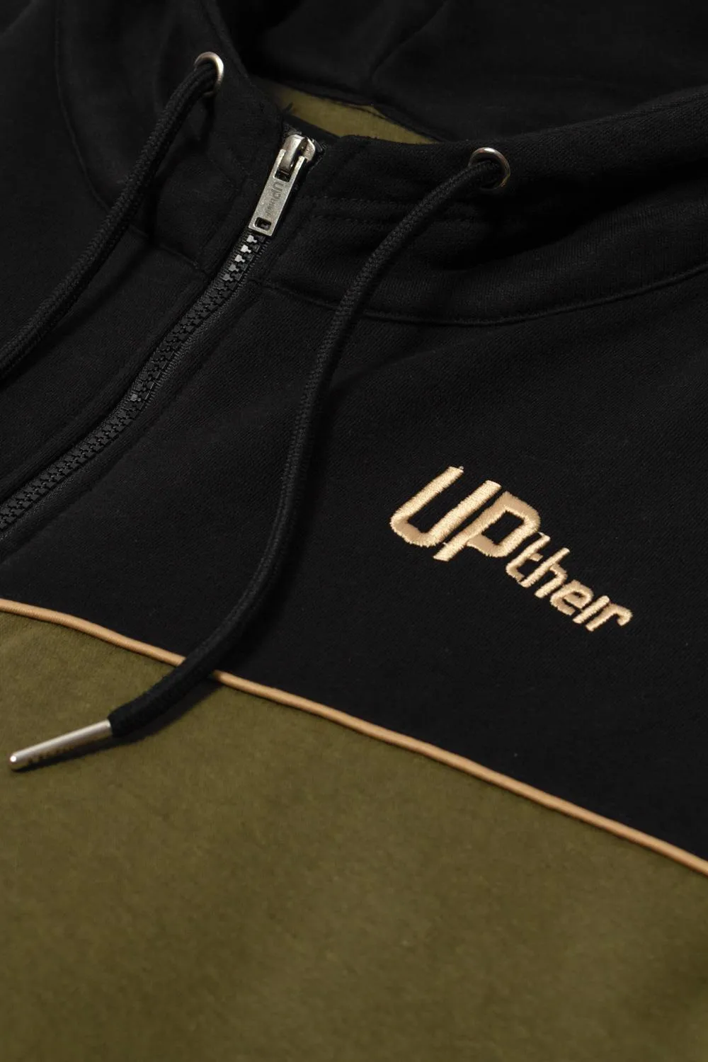 Uptheir Leadership Full Zip Piping Hoody - Olive