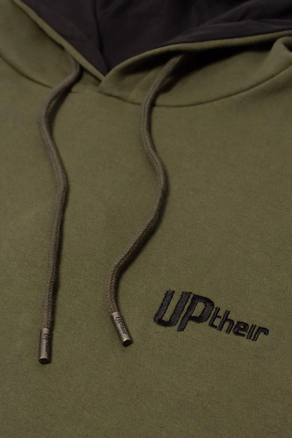 Uptheir Ville Contrast Hood Lining Hoody - Olive