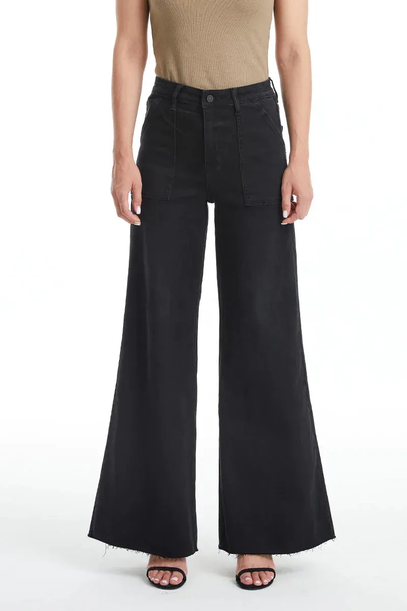 Utility Patch Pocket Wide Leg Jeans