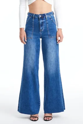 Utility Patch Pocket Wide Leg Jeans