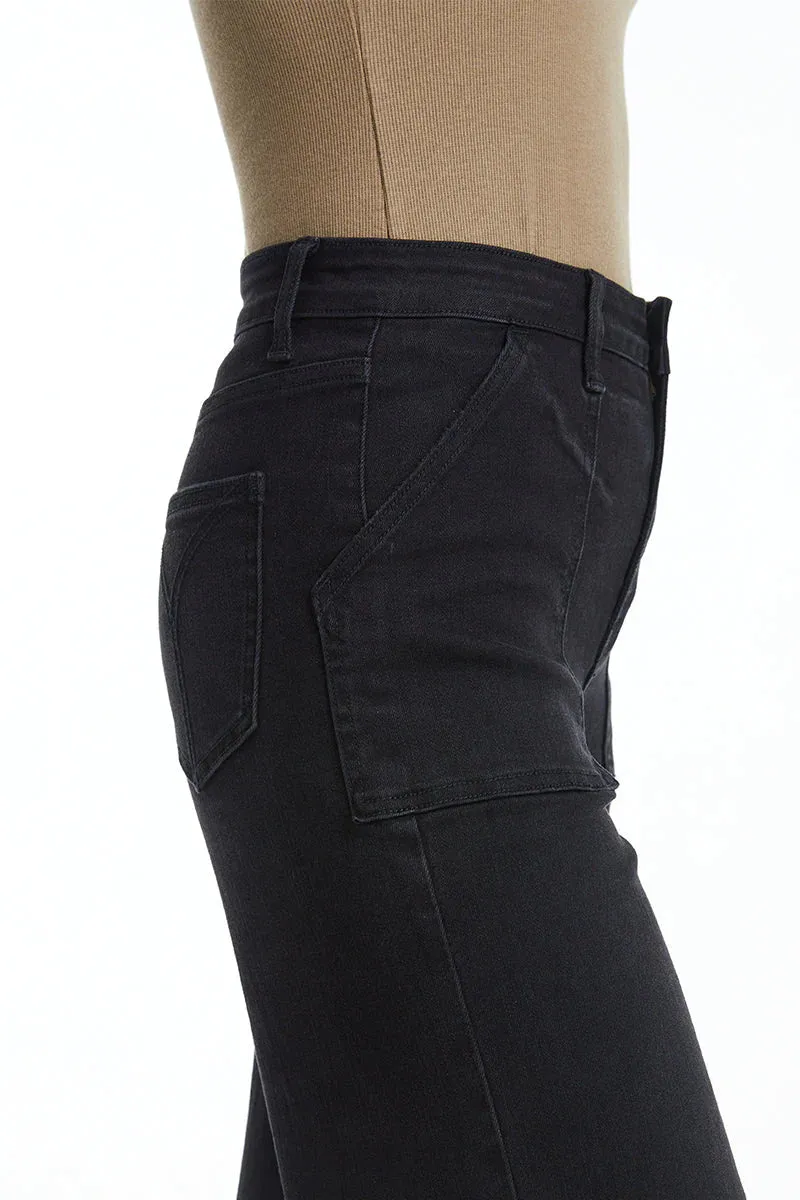 Utility Patch Pocket Wide Leg Jeans