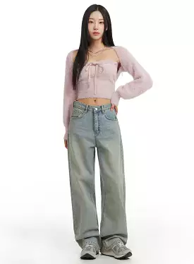 Washed Wide Leg Jeans CJ408