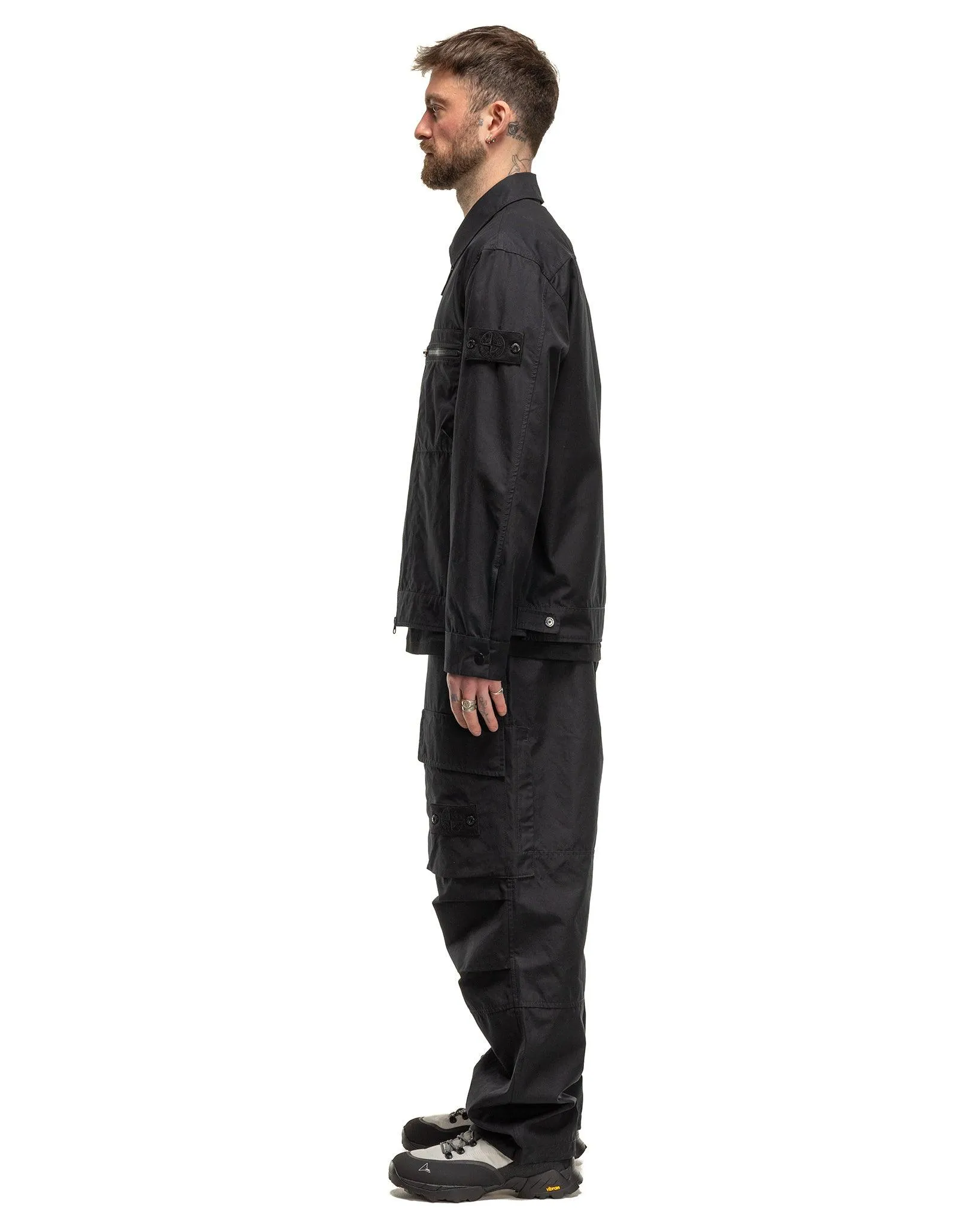 Weatherproof Cotton Canvas Ghost Piece Loose Fit Cargo Pants Black