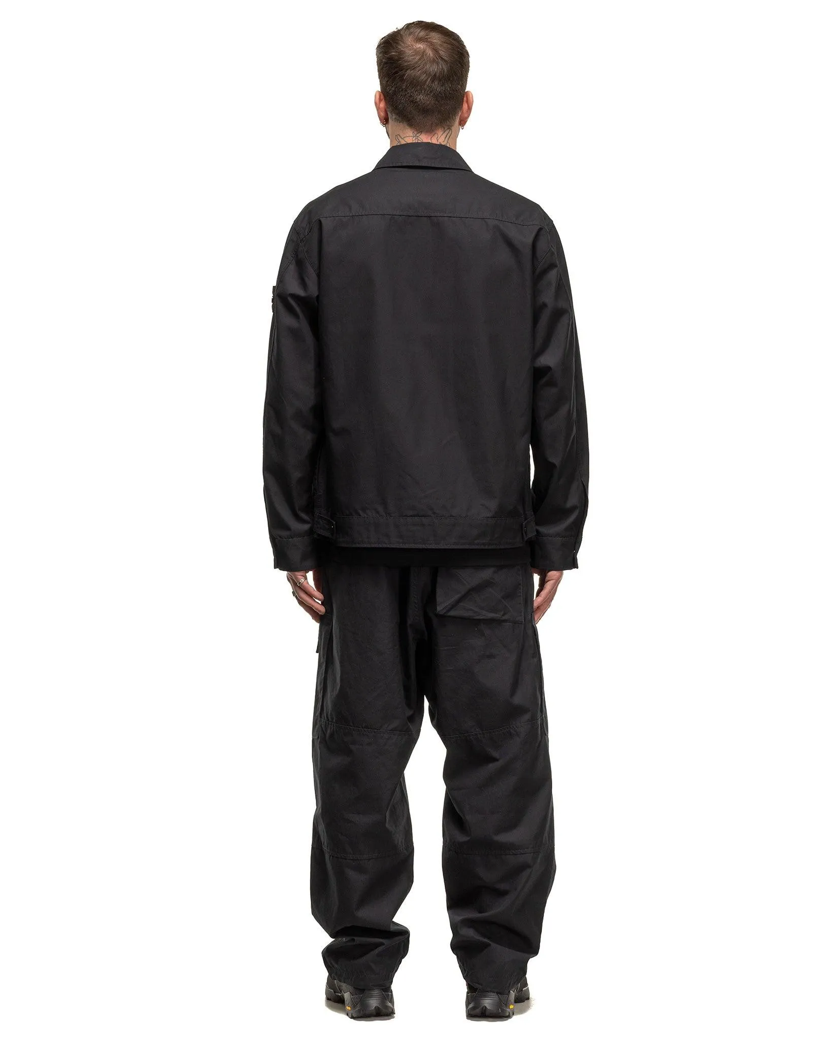 Weatherproof Cotton Canvas Ghost Piece Loose Fit Cargo Pants Black