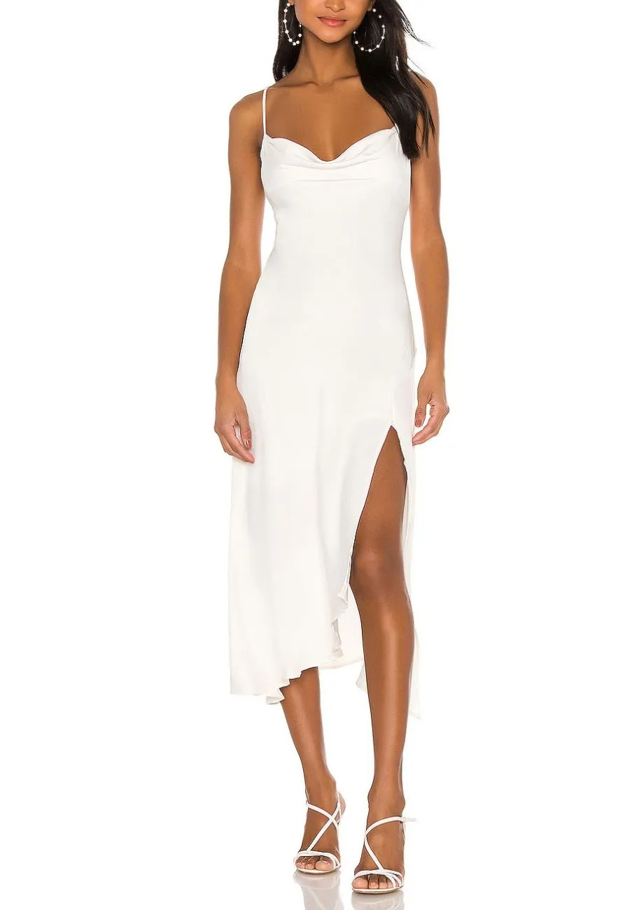 White Gaia Crisscross Back Midi Dress