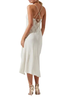 White Gaia Crisscross Back Midi Dress