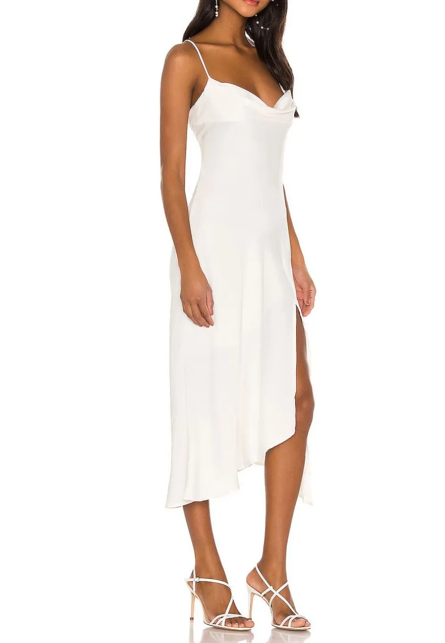 White Gaia Crisscross Back Midi Dress