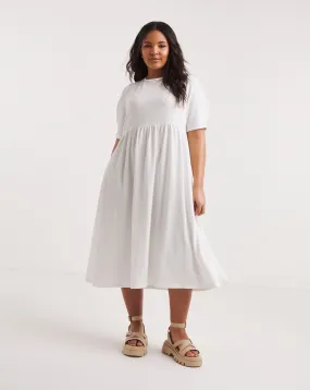 White Waffle Midi Dress With Tie Back | Simply Be