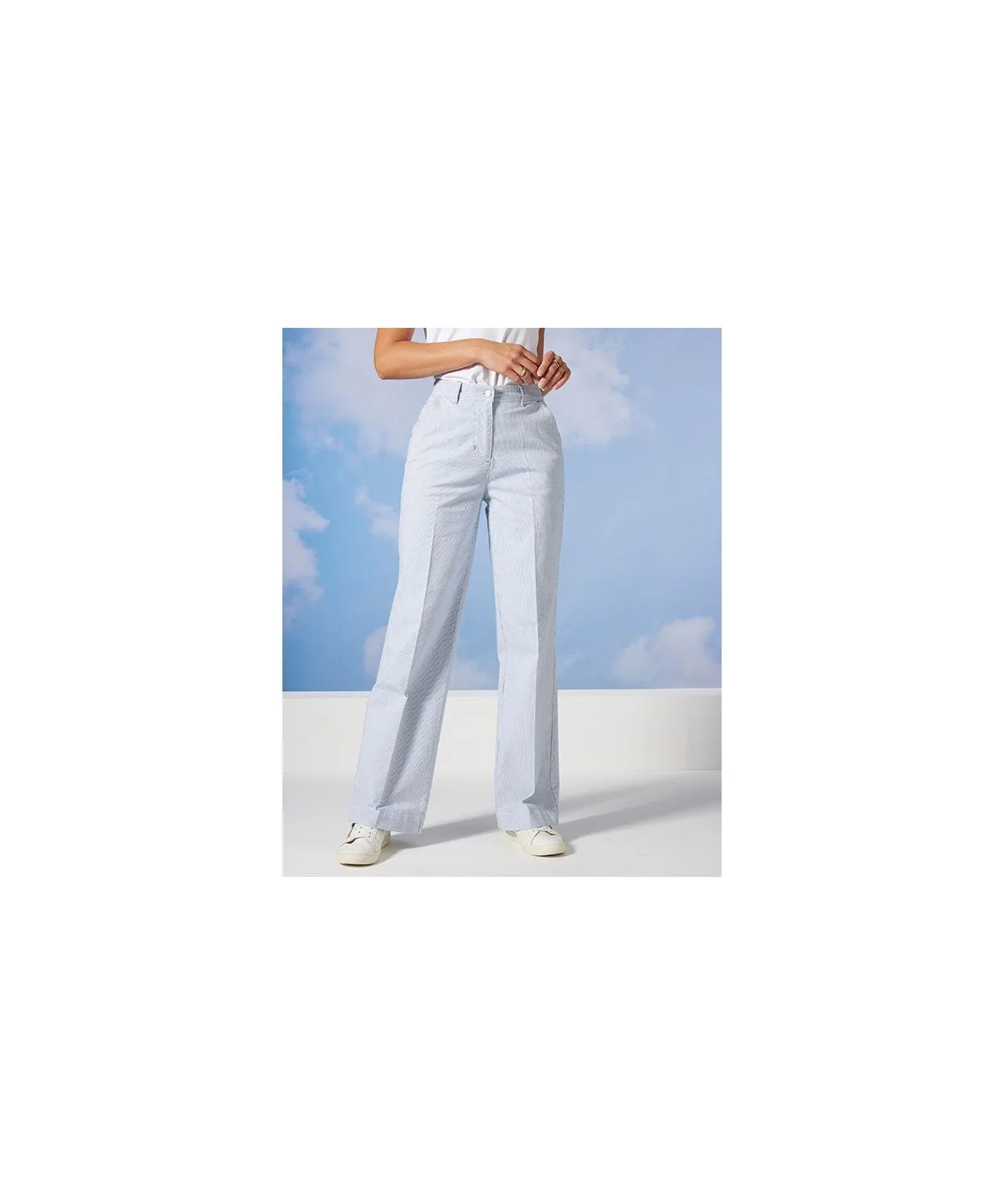 Wide-leg Cotton Stretch Trousers