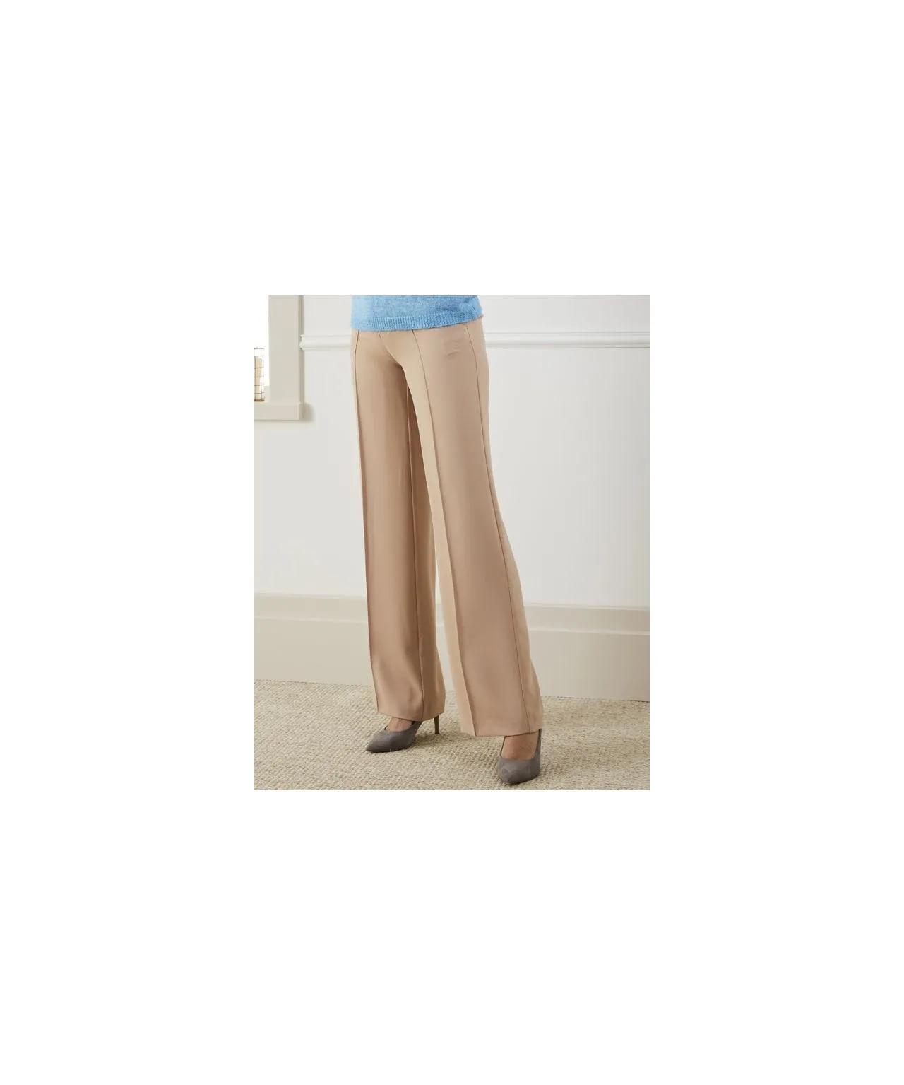 Wide-leg Front Pleat Trousers