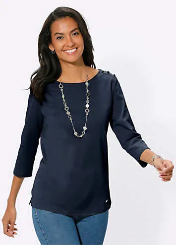 Witt Decorative Button Three-Quarter Sleeve Cotton Top | Grattan