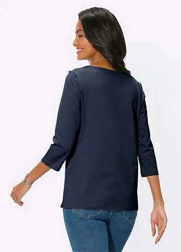 Witt Decorative Button Three-Quarter Sleeve Cotton Top | Grattan