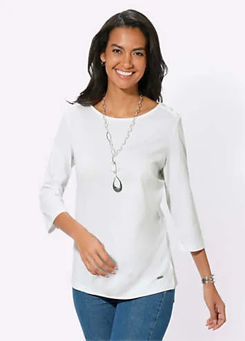 Witt Decorative Button Three-Quarter Sleeve Cotton Top | Grattan