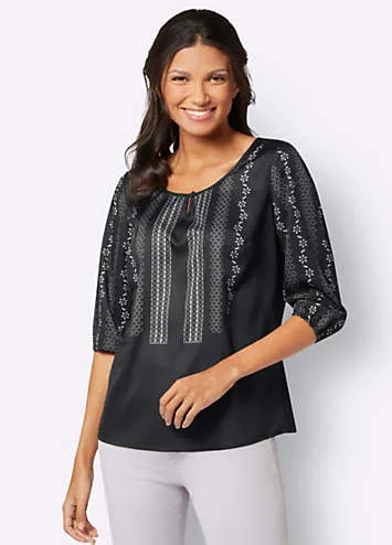 Witt Front Print Three-Quarter Length Sleeve Blouse | Grattan