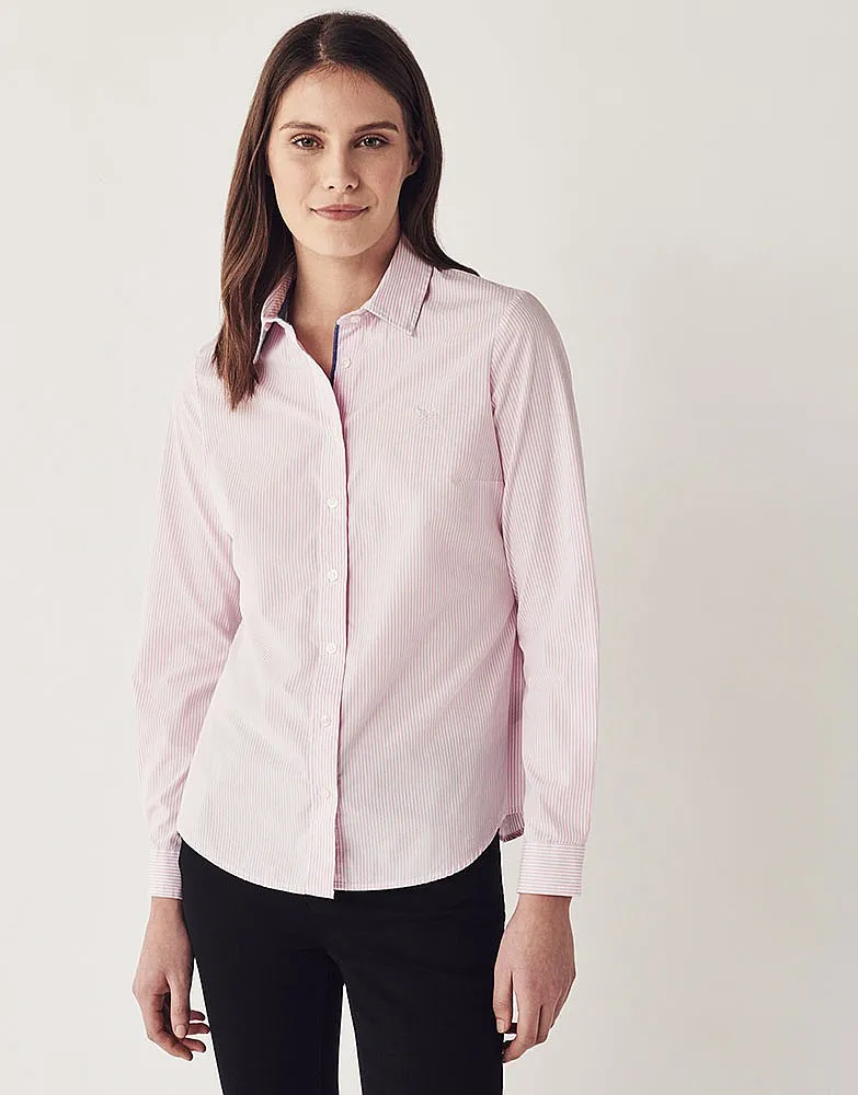 Women's Heritage Classic Striped Shirt in Classic Pink White from Crew Clothing