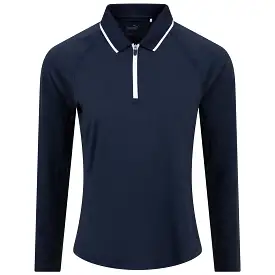 Womens You-V Long Sleeve Quarter Zip Polo Navy - SS24